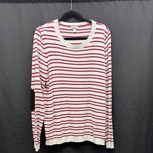 Market & Spruce Burgundy and White Striped Top